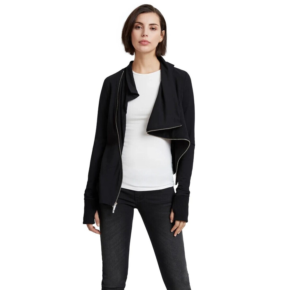 Marcella New $185 Soft Solid Black Hoyt Zip Up French Terry Jacket Top Black XS
